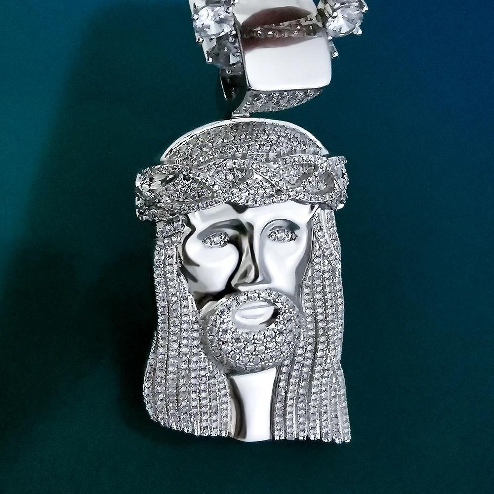 Iced Jesus Pendant White Gold Plated 