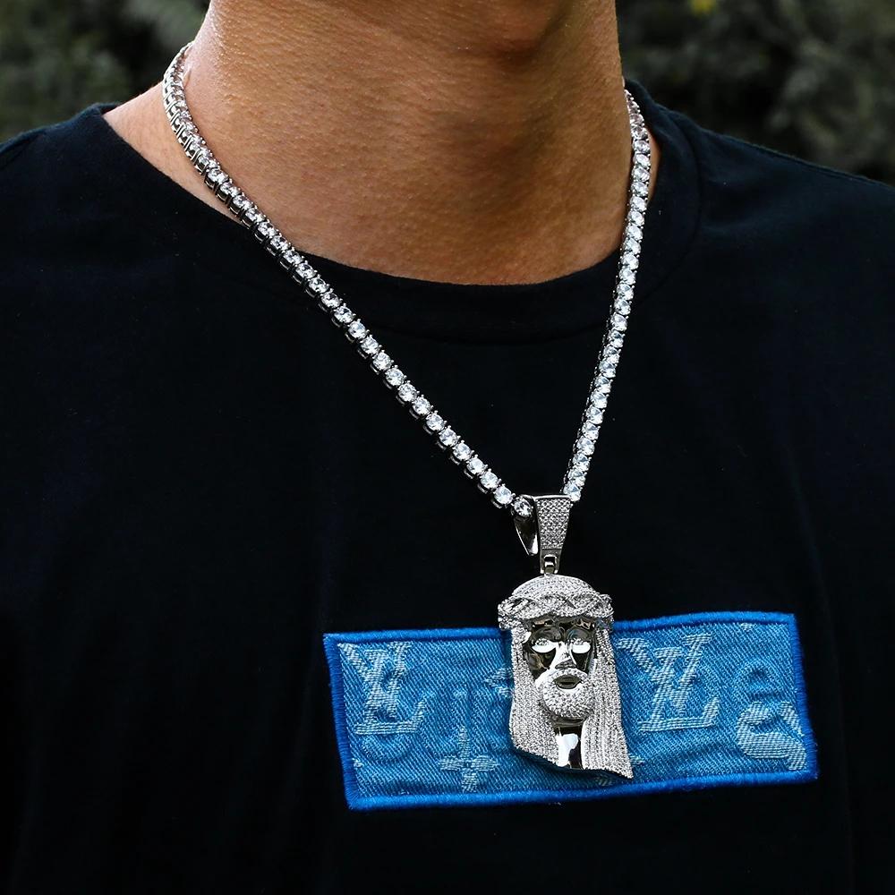 Iced Jesus Pendant White Gold Plated 