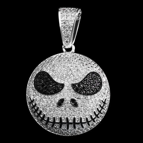 Iced Out Jack Skellington Pendant in White Gold 