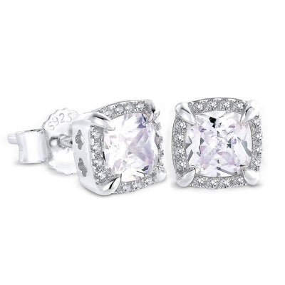 Iced Out Square Stud Diamond Earrings Earrings White Gold S925 