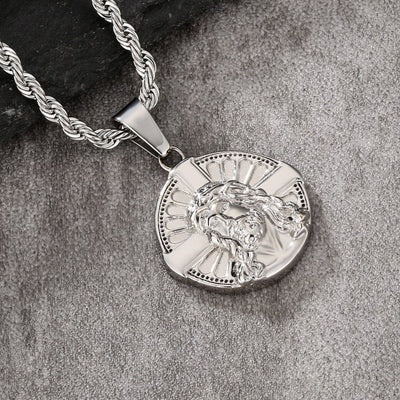 Jesus on Cross Coin Pendant Necklace 