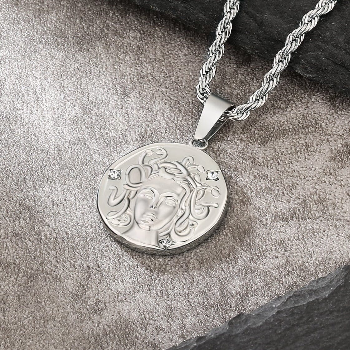 Medusa Head Coin Pendant Necklace 