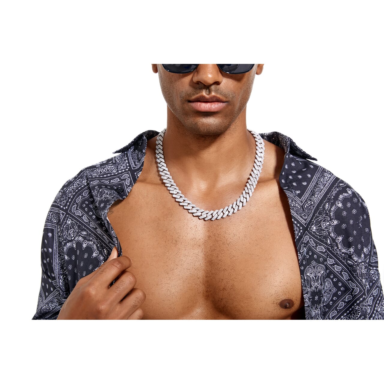 Moissanite Diamond Prong Cuban Link Chain in White Gold - 15mm Bling Proud 