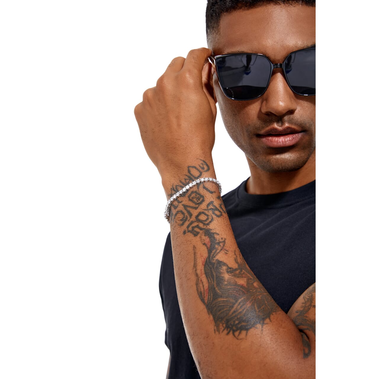 Moissanite Diamond Silver Tennis Chain Bracelet in White Gold - 4mm Bracelets 