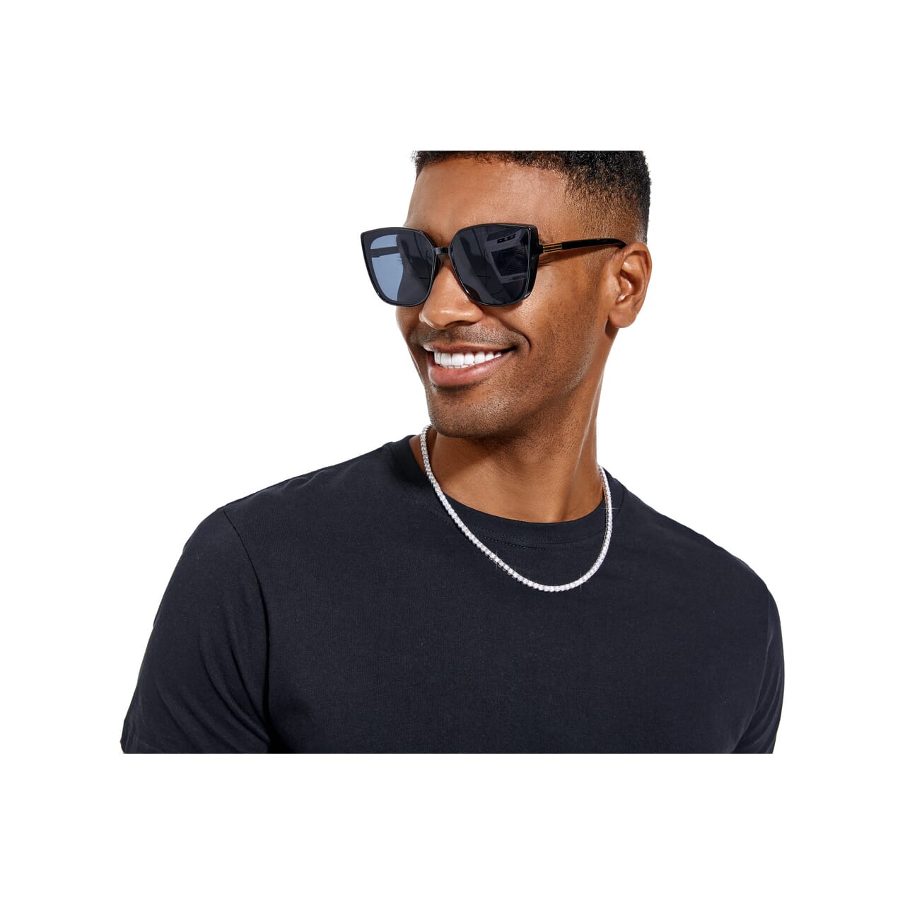 Moissanite Diamond Silver Tennis Chain Necklace in White Gold - 4mm Bracelets 