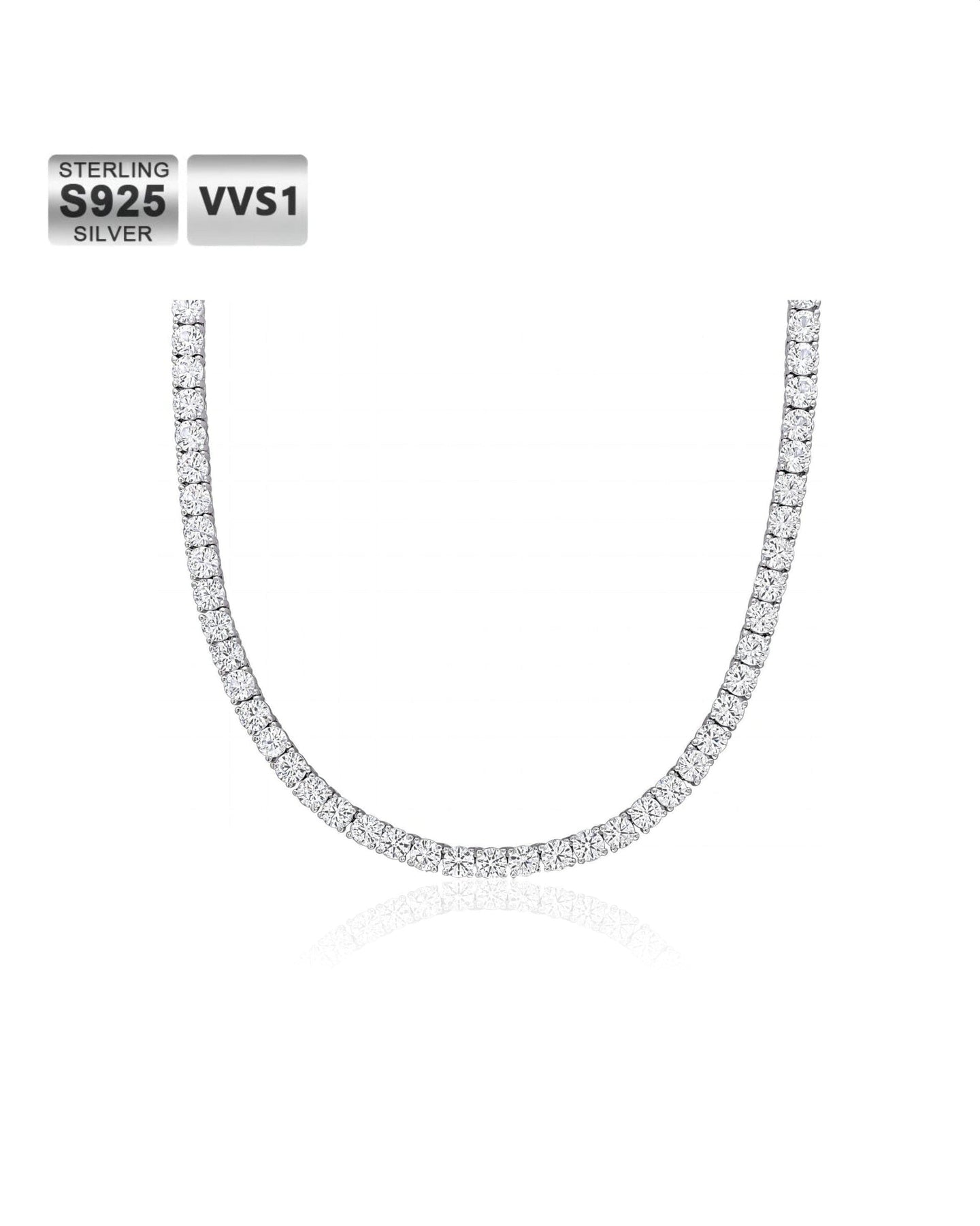 Bling Proud S925 Moissanite Diamond Tennis Chain Necklace in White