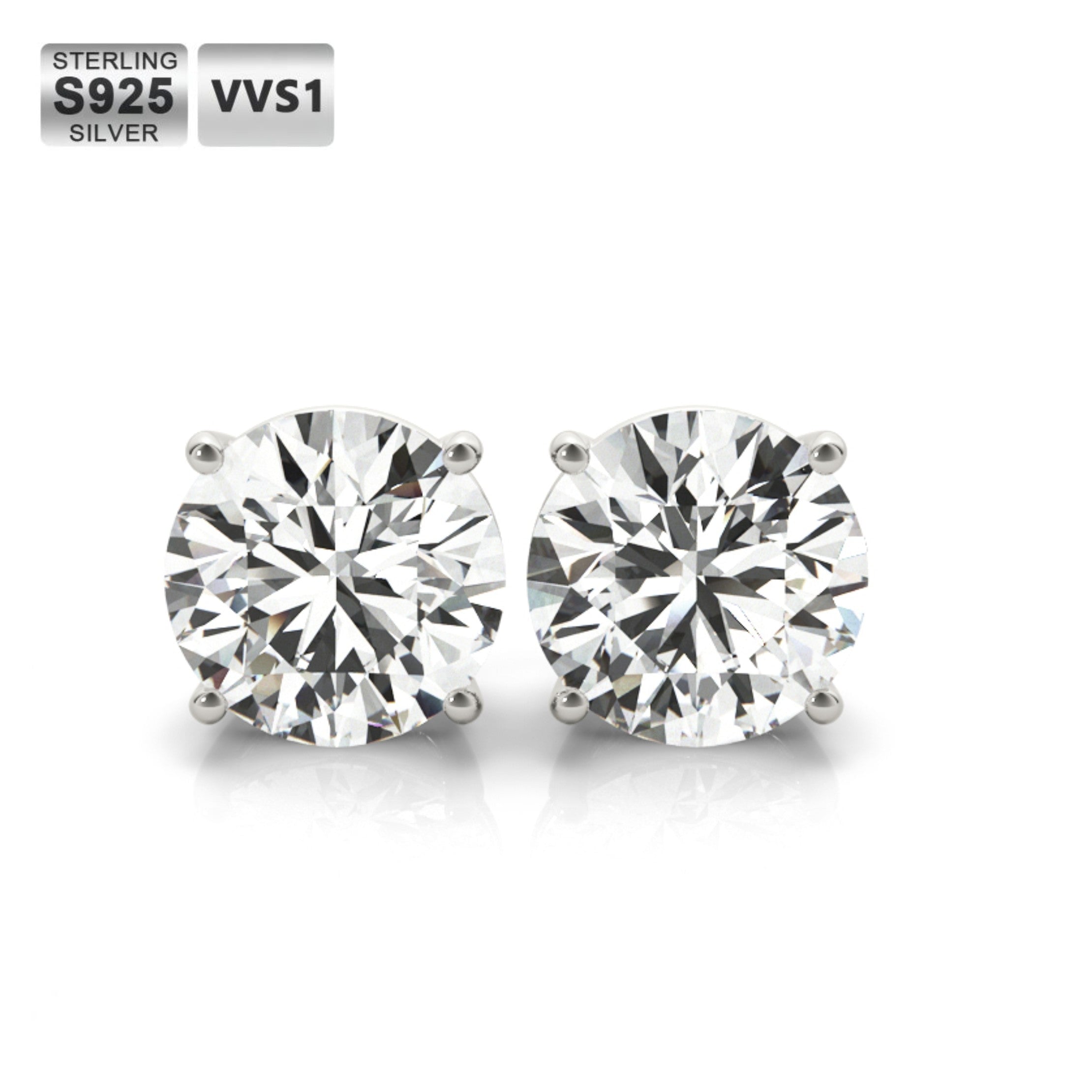 Moissanite Diamond Studs Earrings - 2.0 Carat Earrings WeiZi Wuzhou 