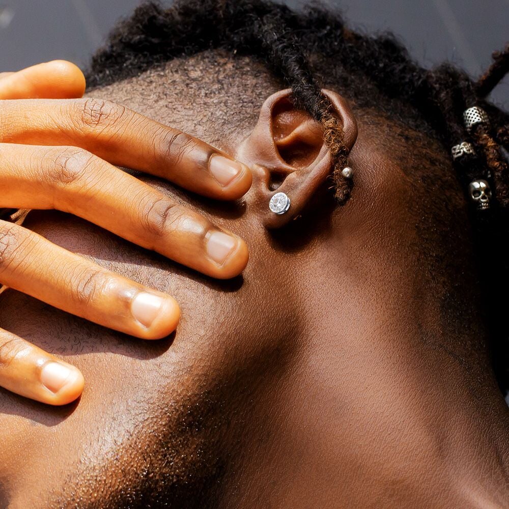 Round Iced 925 Sterling Silver Stud Earrings 