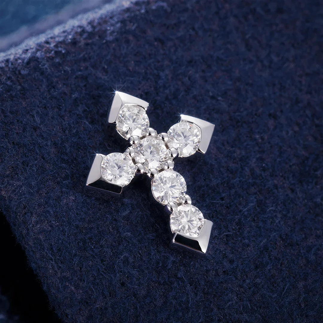 S925 Moissanite Cross Earring Studs - VVS1 Earrings 