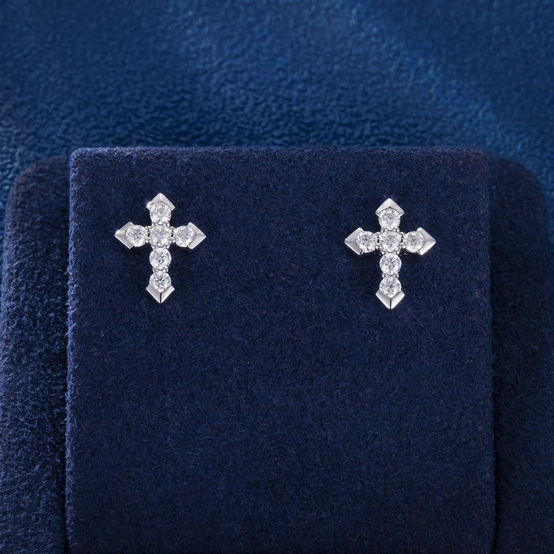 S925 Moissanite Cross Earring Studs - VVS1 – Bling Proud S925 Moissanite Cross Earring Studs - VVS1 – Bling Proud