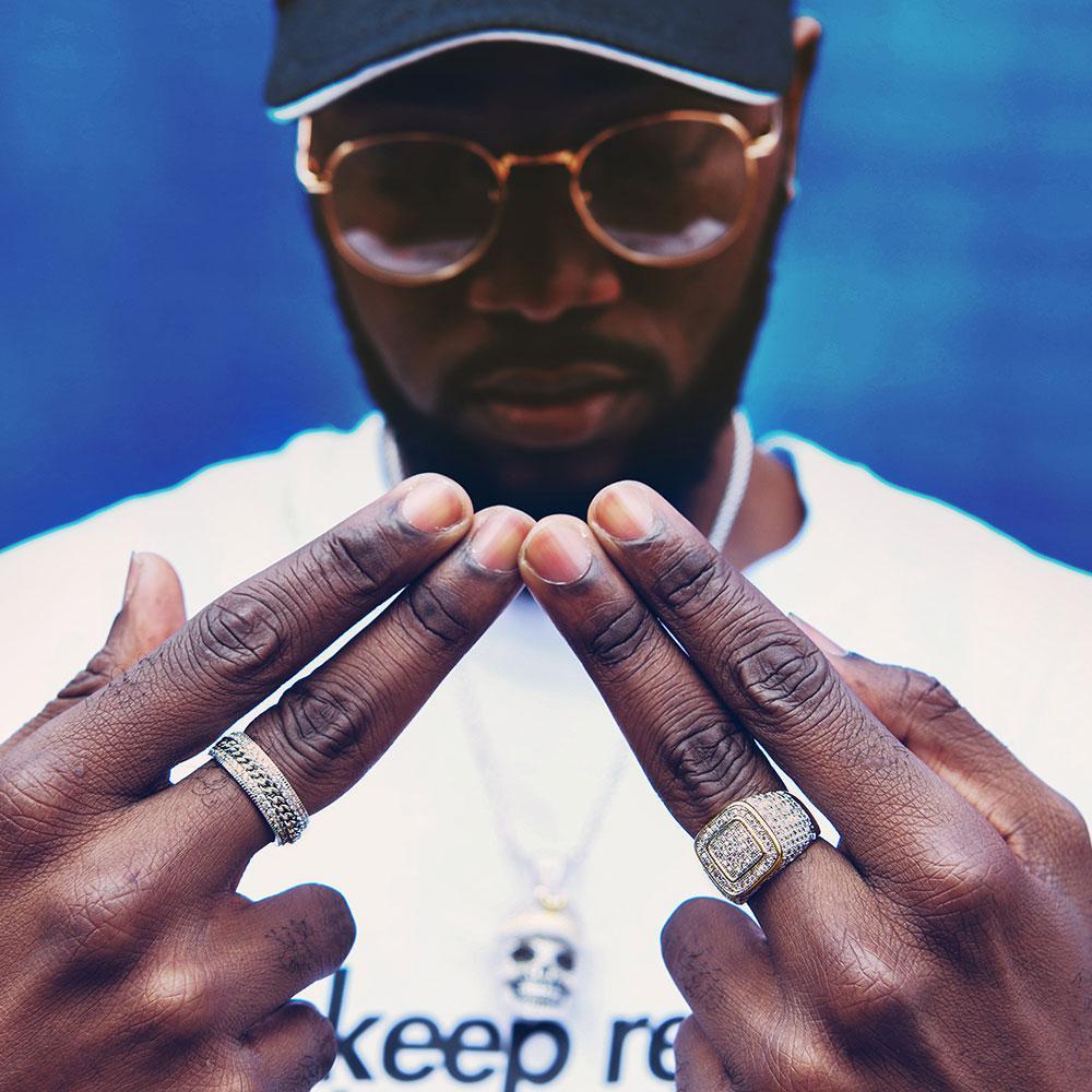 Square Iced Out Diamond Ring 14K Gold Plated 