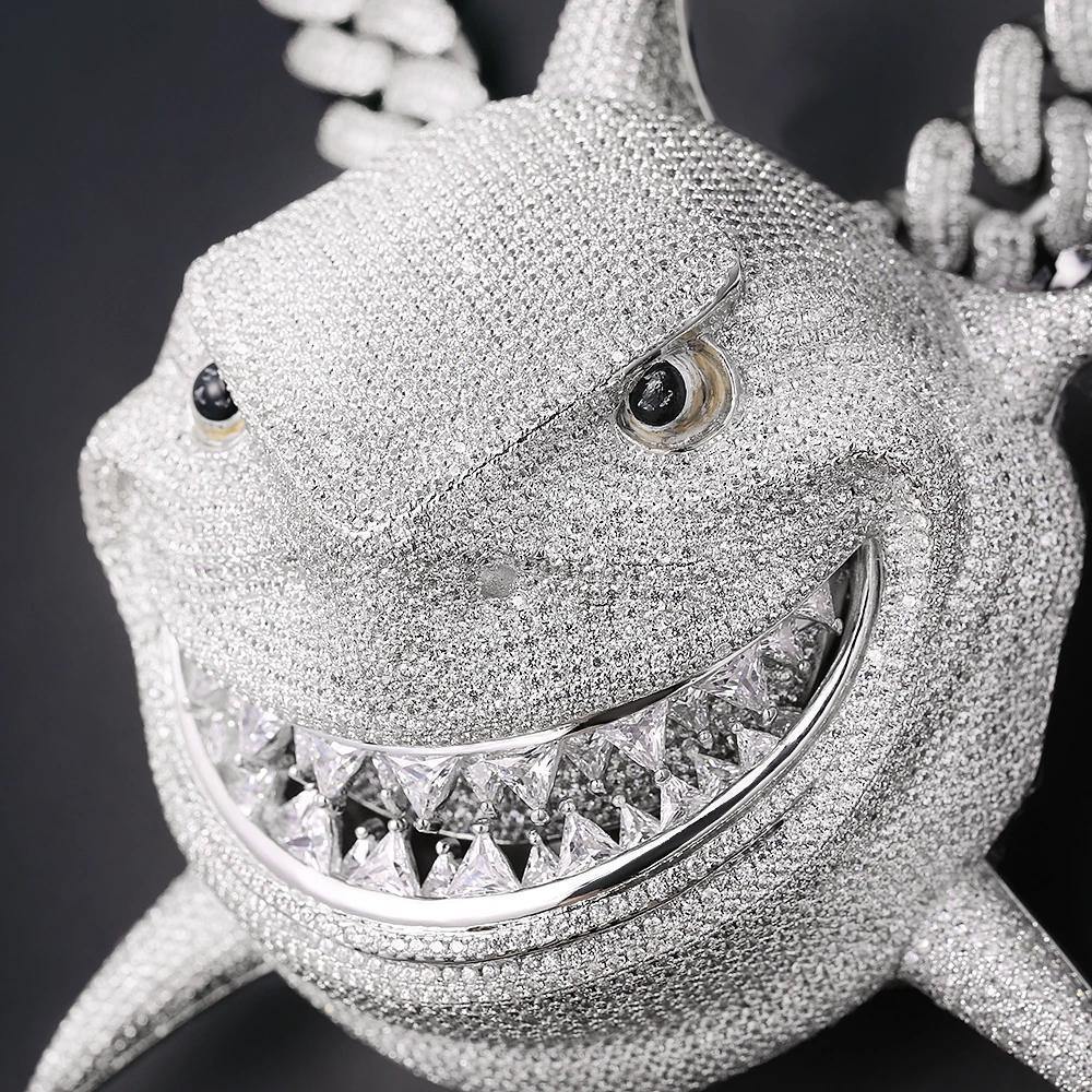 Tekashi 6ix9ine’s Iced Out Shark Pendant (Large Size 5 Inch Tall) Charms & Pendants 