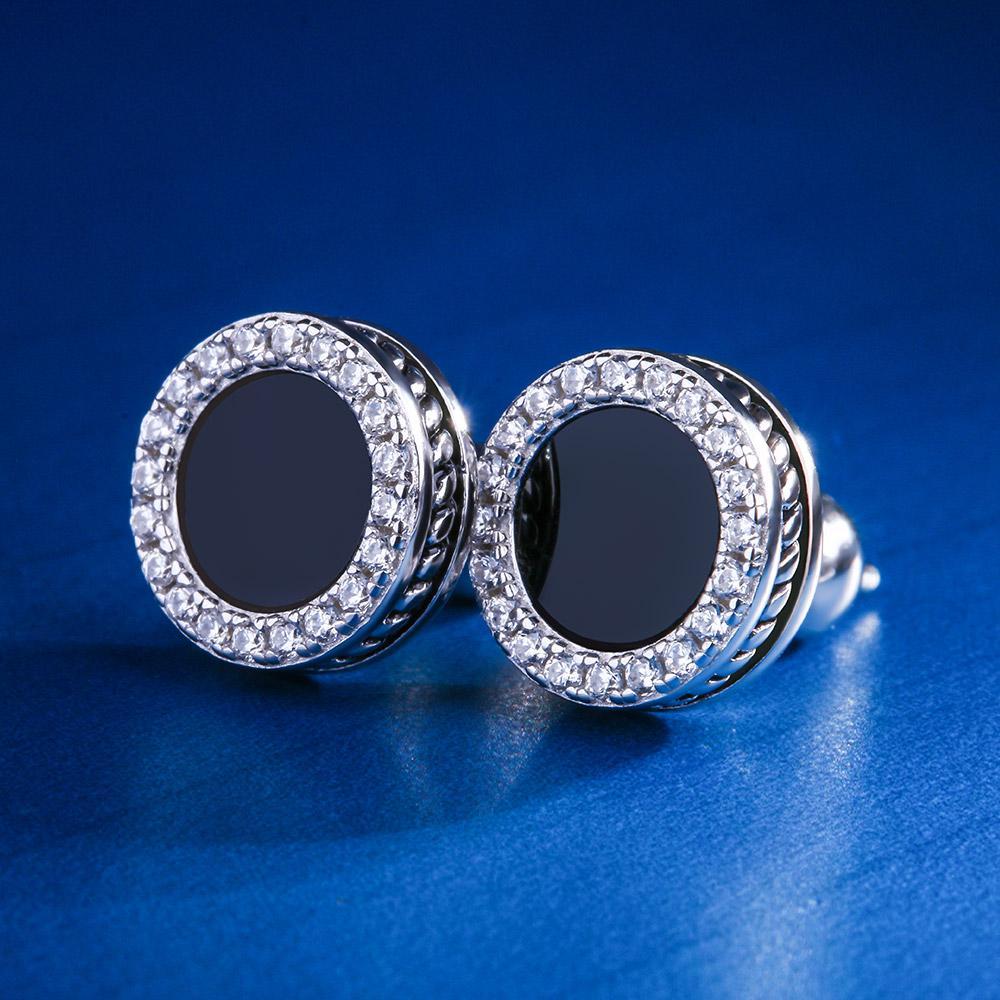 The Black Magic II® - 925 Sterling Silver Black Onyx Round Stud Earrings Earrings 