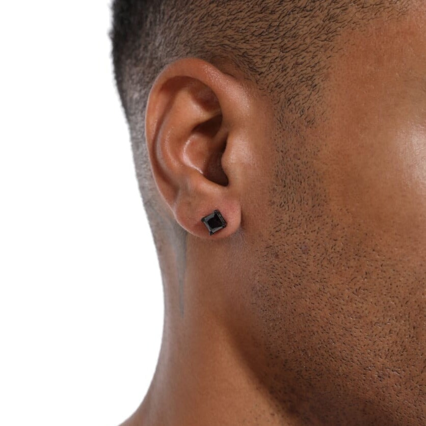 The Black Magic® - 925 Sterling Silver Diamond Black CZ Stud Earrings Earrings 