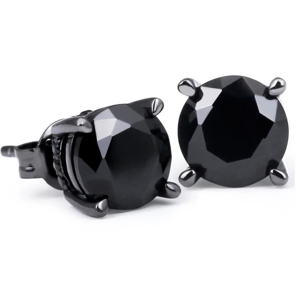 The Black Magic® - 925 Sterling Silver Diamond Black CZ Stud Earrings Earrings Round (7mm) S925 