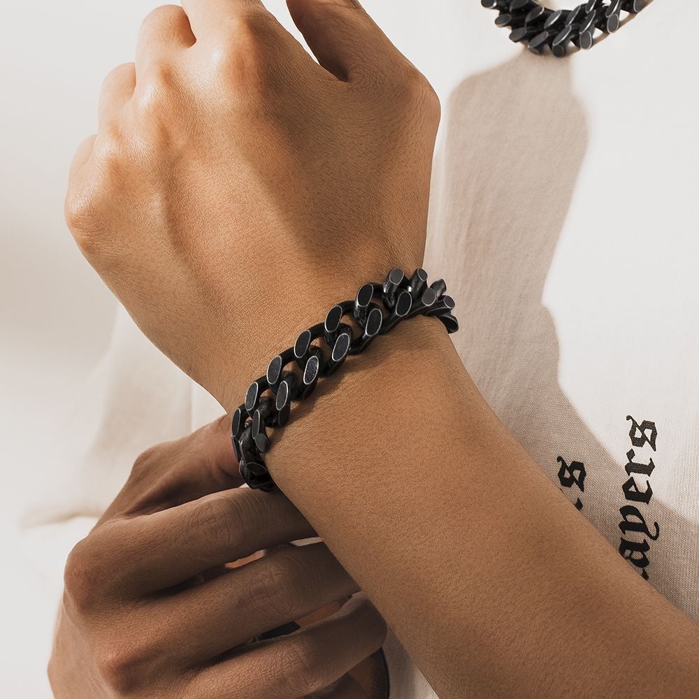 The Darth Vader II® - 14mm Black Cuban Link Bracelet in Black Gold Bracelets 