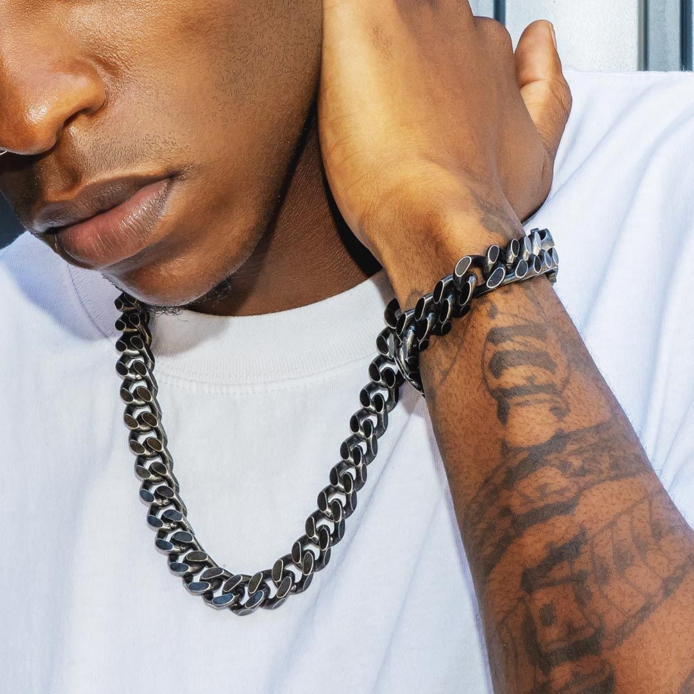 The Darth Vader II® - 14mm Black Cuban Link Chain in Black Gold 