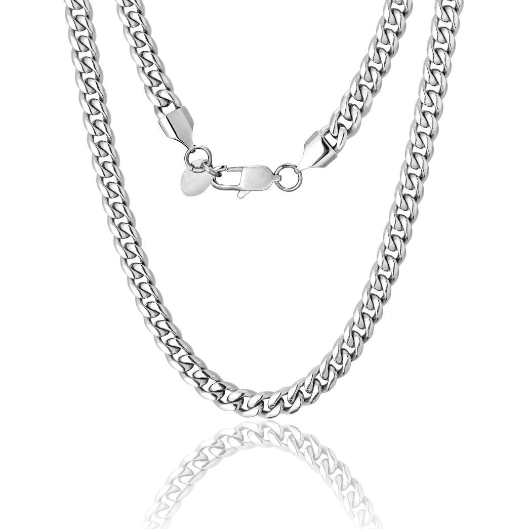 The Eternal II® - 6mm Miami Cuban Link Chain 316 Premium Stainless Steel White Gold 18"
