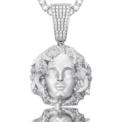 The Exorcism® - Diamond Medusa Head Pendant White Gold 18" Free Rope Chain