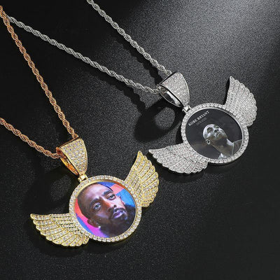 THE FLYING ANGEL® - Custom Round Photo Pendant 