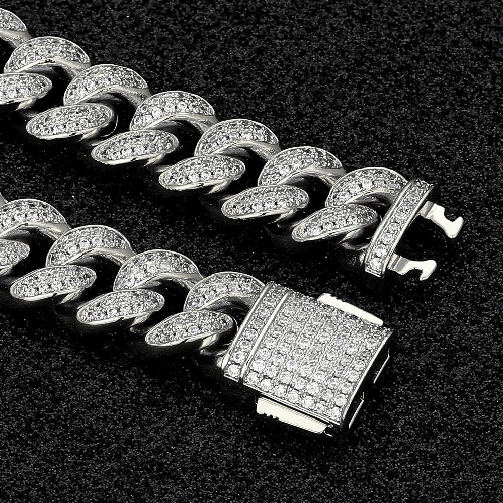 The Frozen Heart® - 12mm 2 Rows Iced Out Cuban Link Chain White Gold Plated 