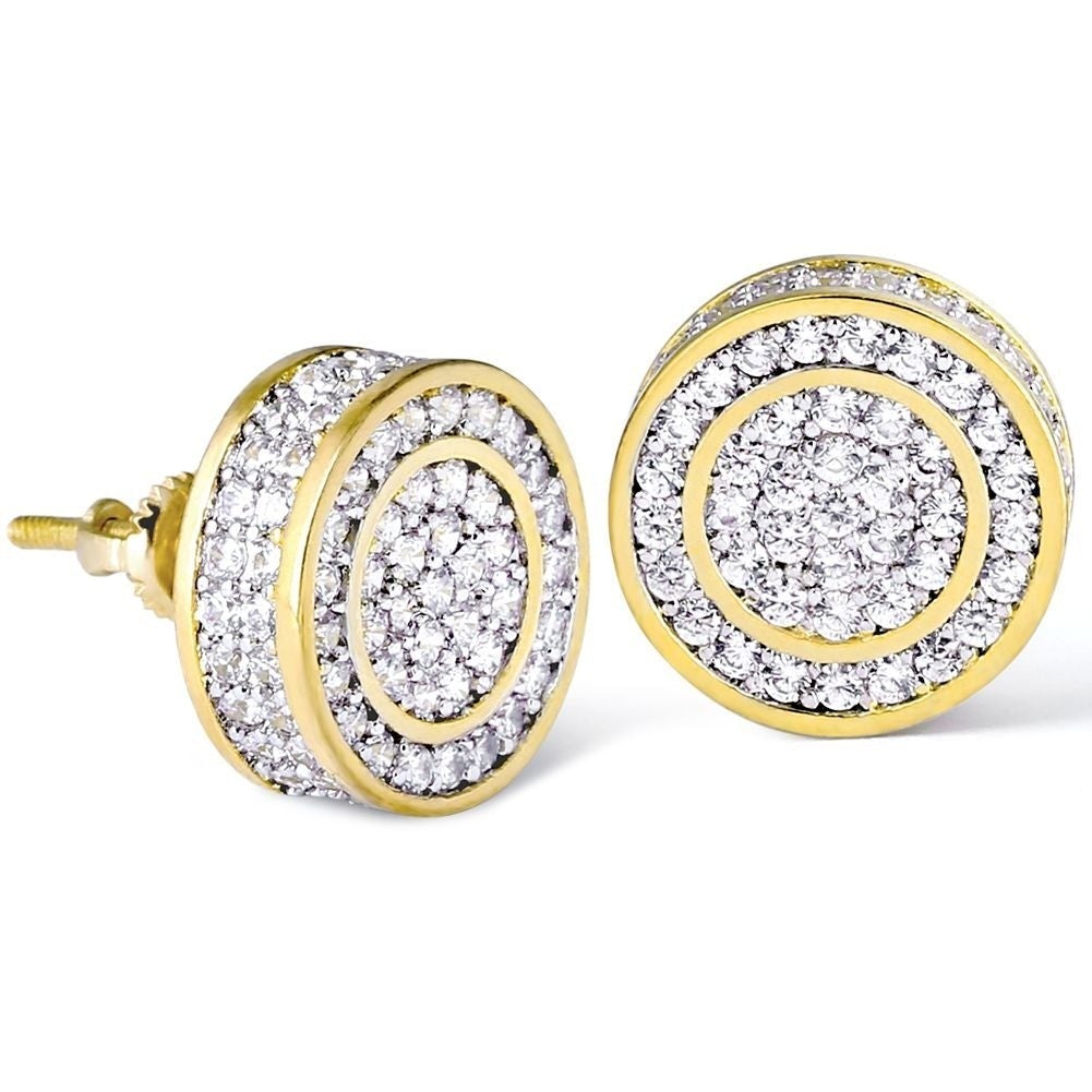 The Giant® - Iced Out 12mm Big Round Stud Earrings for Men Earrings 14K Gold S925 