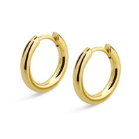 The Gold Eclipse® - 925 Sterling Silver Hoop Earrings in 14K Gold 15mm Diameter (Shown on model) 14K Gold S925