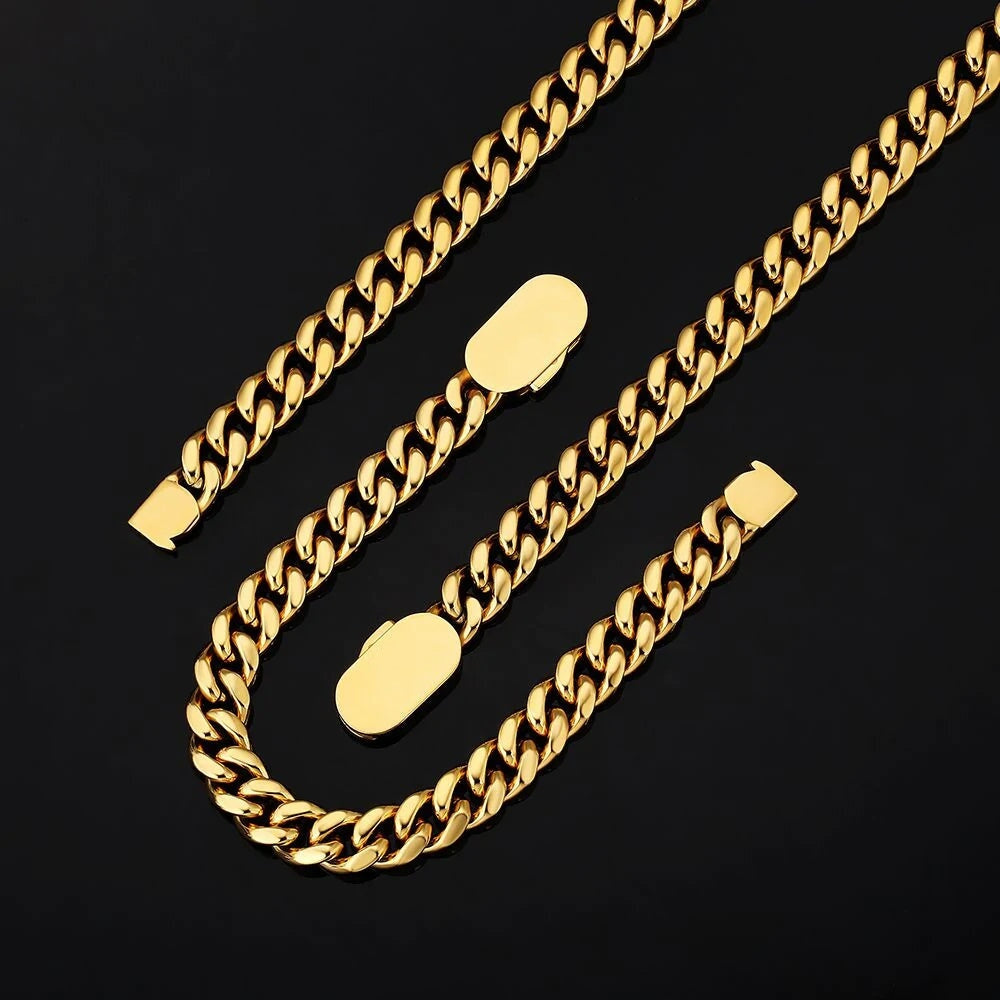 The Golden Age Ⅱ® - Cuban Link Chain 18K Gold (Push Button Clasp) Necklaces 