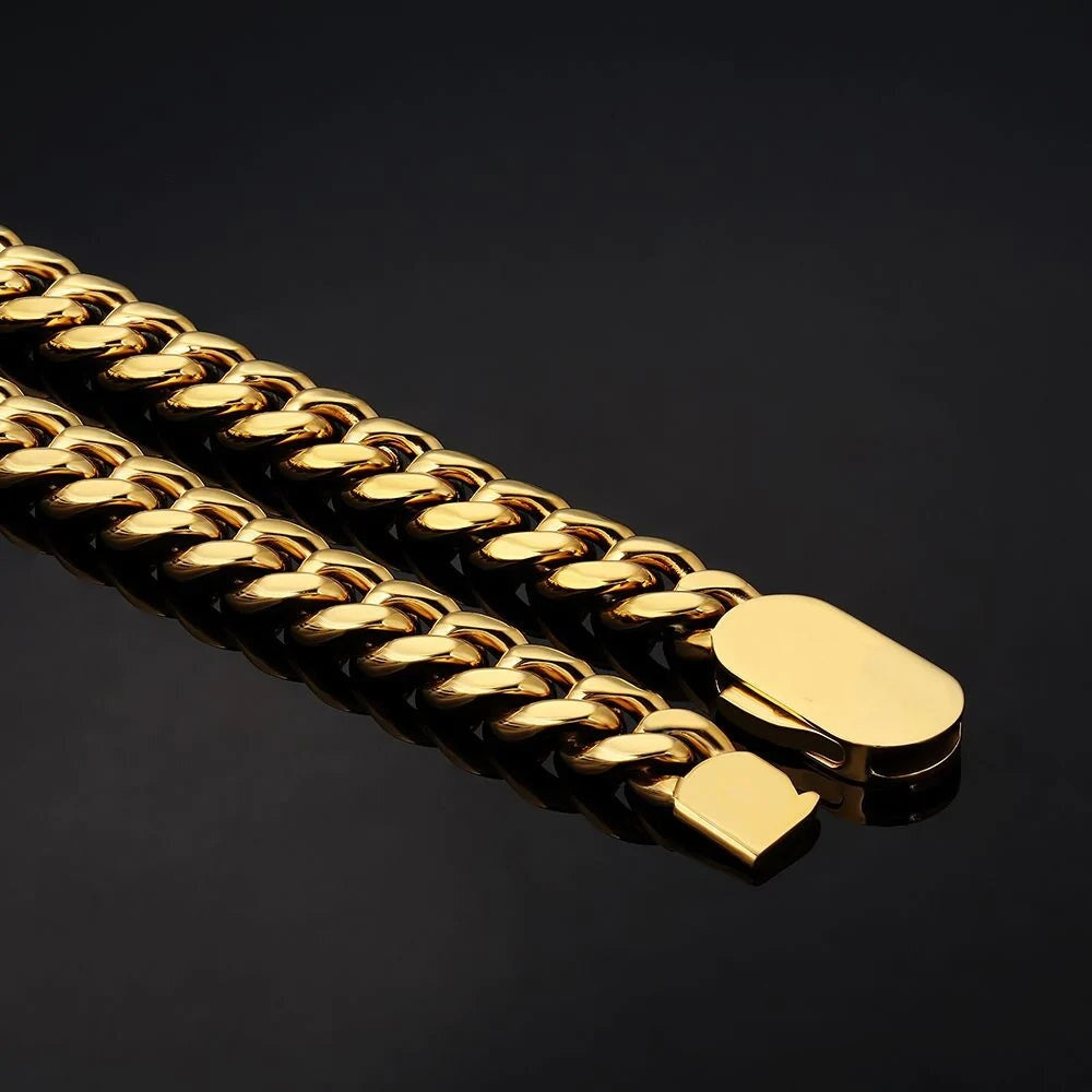 The Golden Age Ⅱ® - Cuban Link Chain 18K Gold (Push Button Clasp) Necklaces 