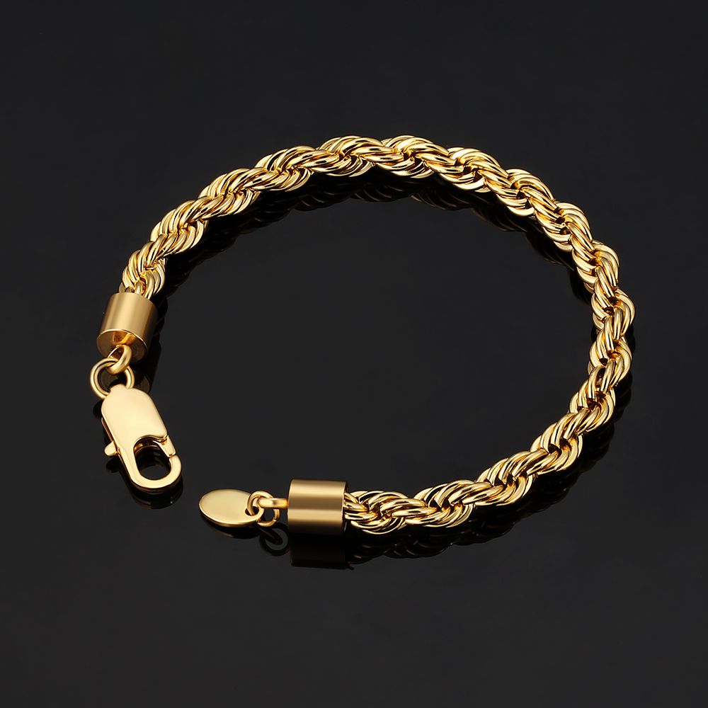 The Golden Age® - 6mm Rope Bracelet for Men 7" 14K Gold 