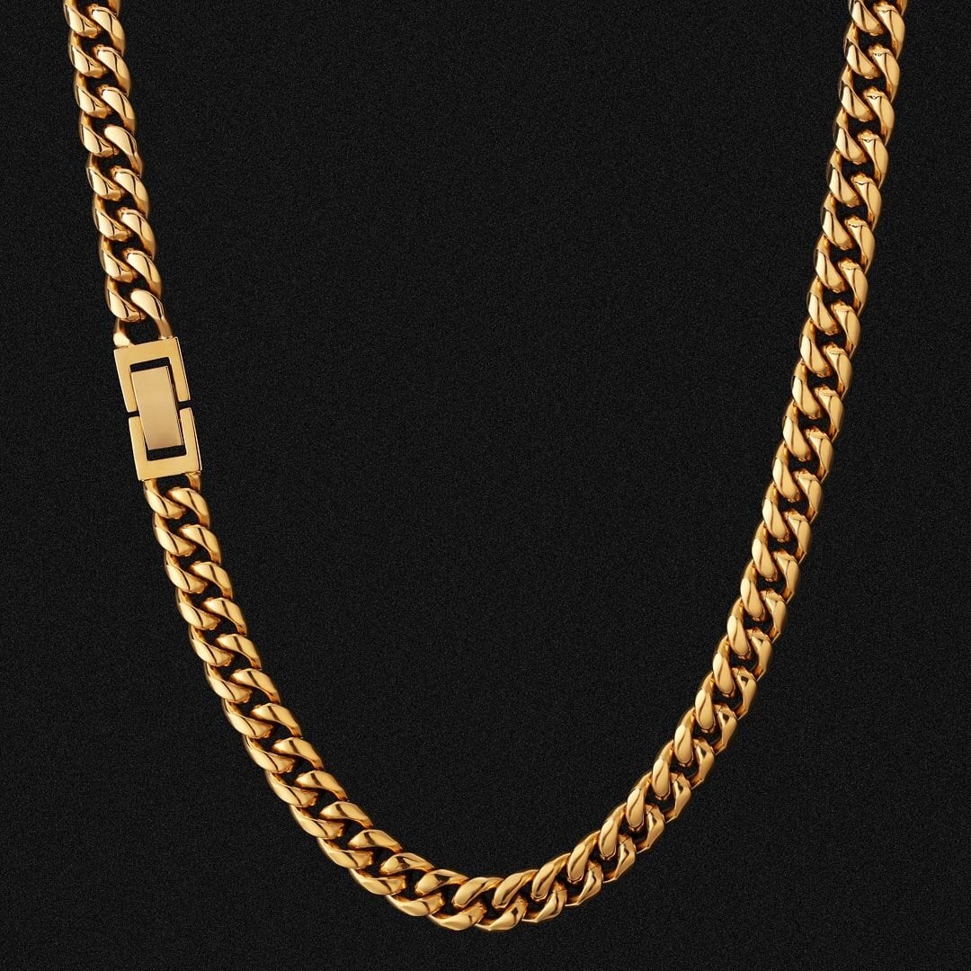 The Golden Age® - 8mm Miami Cuban Link Chain 18K Gold Plated Necklaces 