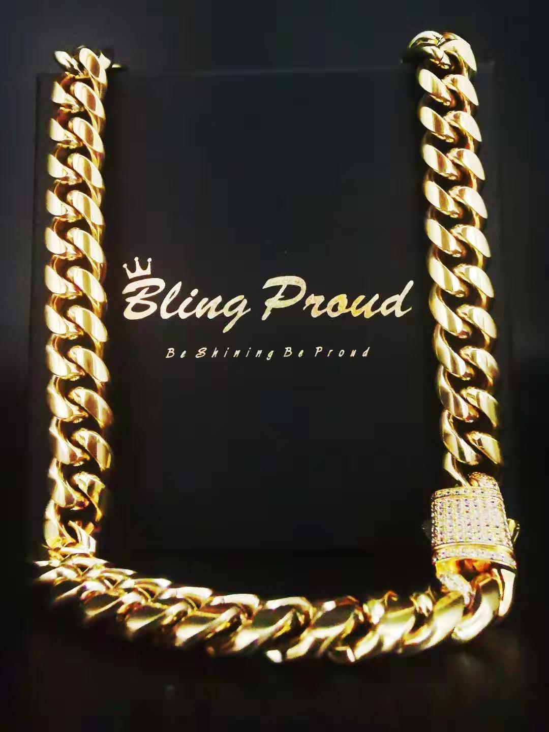 The Golden Nugget® - 12mm Iced Miami Cuban Link Chain 18K Gold Plated with CZ Clasp 