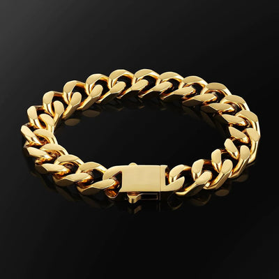 The Golden Time Ⅲ® - 14mm Cuban Link Bracelet in 18K Gold Bracelets 