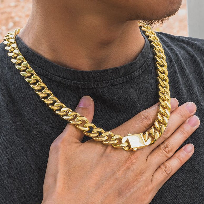 The Golden Time Ⅲ® - 14mm Curb Cuban Link Chain in 18K Gold 