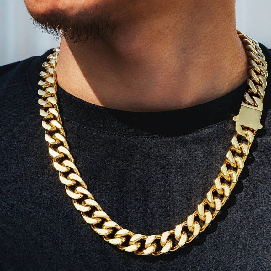 The Golden Time Ⅲ® - 14mm Curb Cuban Link Chain in 18K Gold 