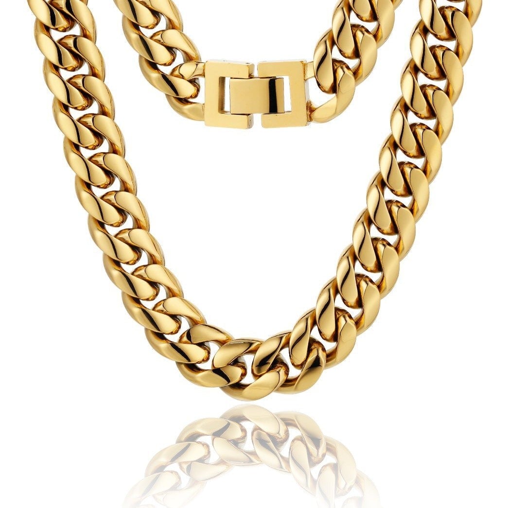 The Golden Time II® - 12mm Miami Cuban Link Chain 18K Gold Plated 