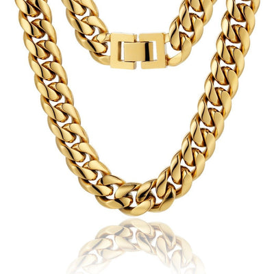 The Golden Time II® - 12mm Miami Cuban Link Chain 18K Gold Plated 