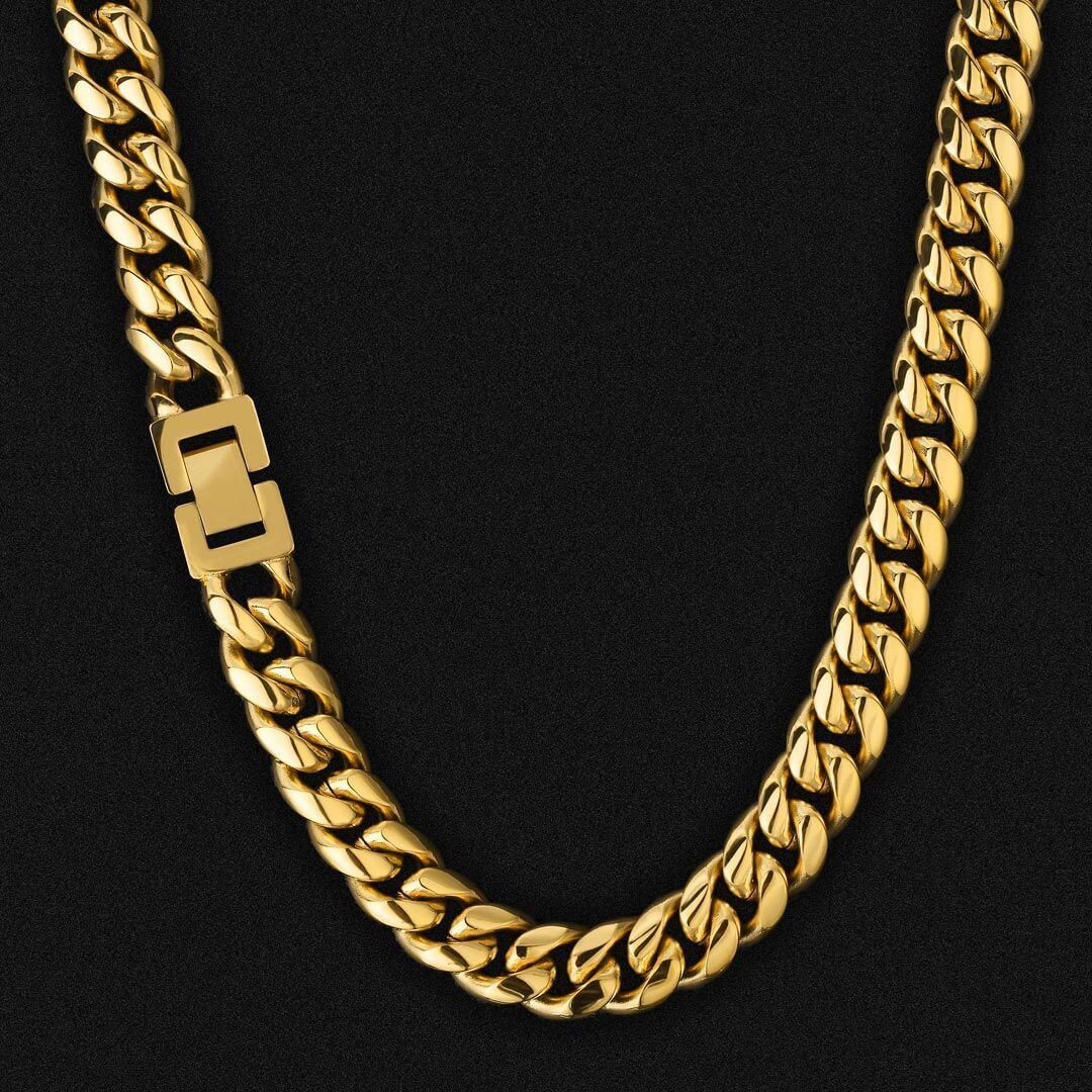 12mm Miami Cuban Link Chain 18K Gold Plated – Bling Proud | Urban