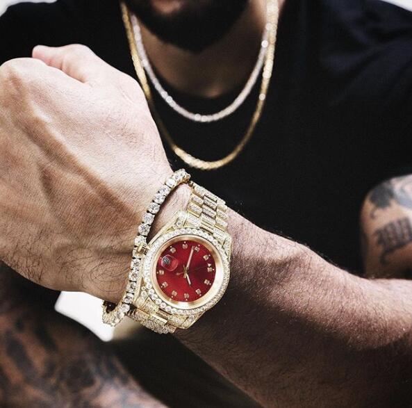 THE GOLDEN TIME® - Iced Out Diamond Presidential Watch in 18K Gold 