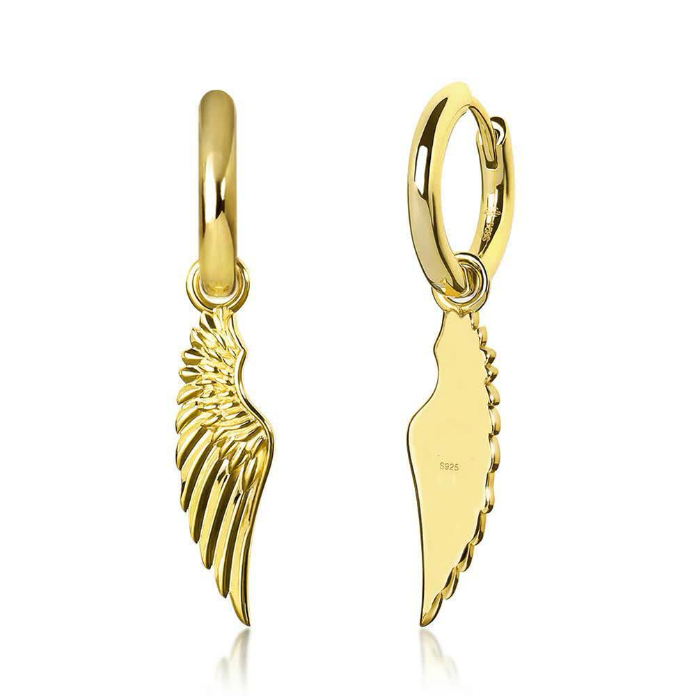 The Hope® - 925 Sterling Silver Hoop Dangle Angel Wing Earrings Earrings 14K Gold S925 