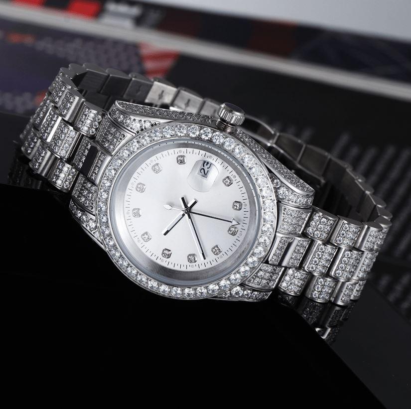 THE ICE CUBE® - Iced Out Diamond Presidential Watch in White Gold (White Dial) Watches 