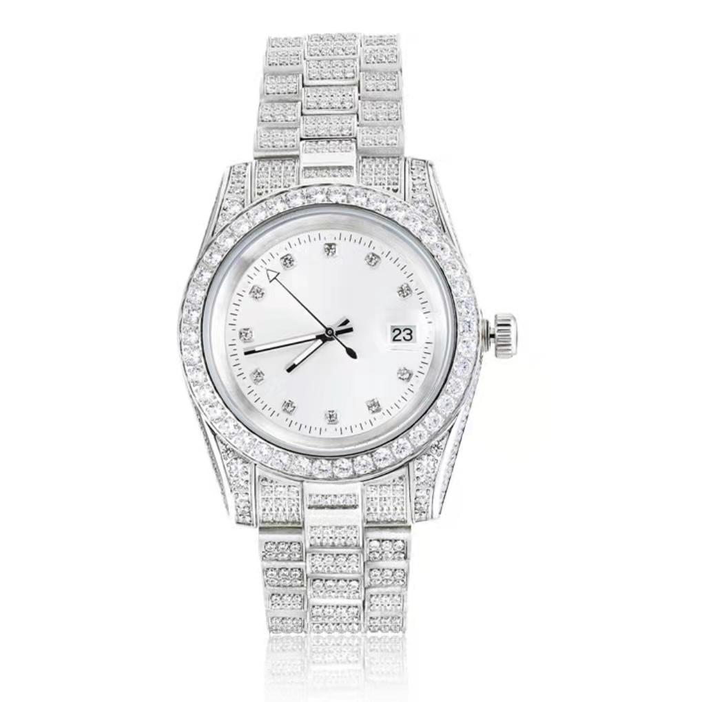 THE ICE CUBE® - Iced Out Diamond Presidential Watch in White Gold (White Dial) Watches White 5A VVS CZ Adjustable