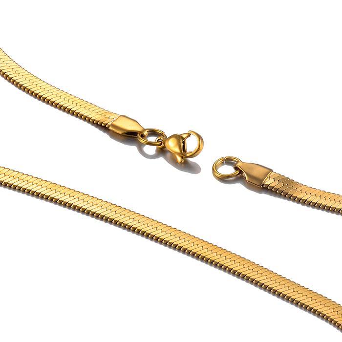 The Kukulcan Serpent® - 925 Sterling Silver Herringbone Snake Chain 14K Gold Plated 