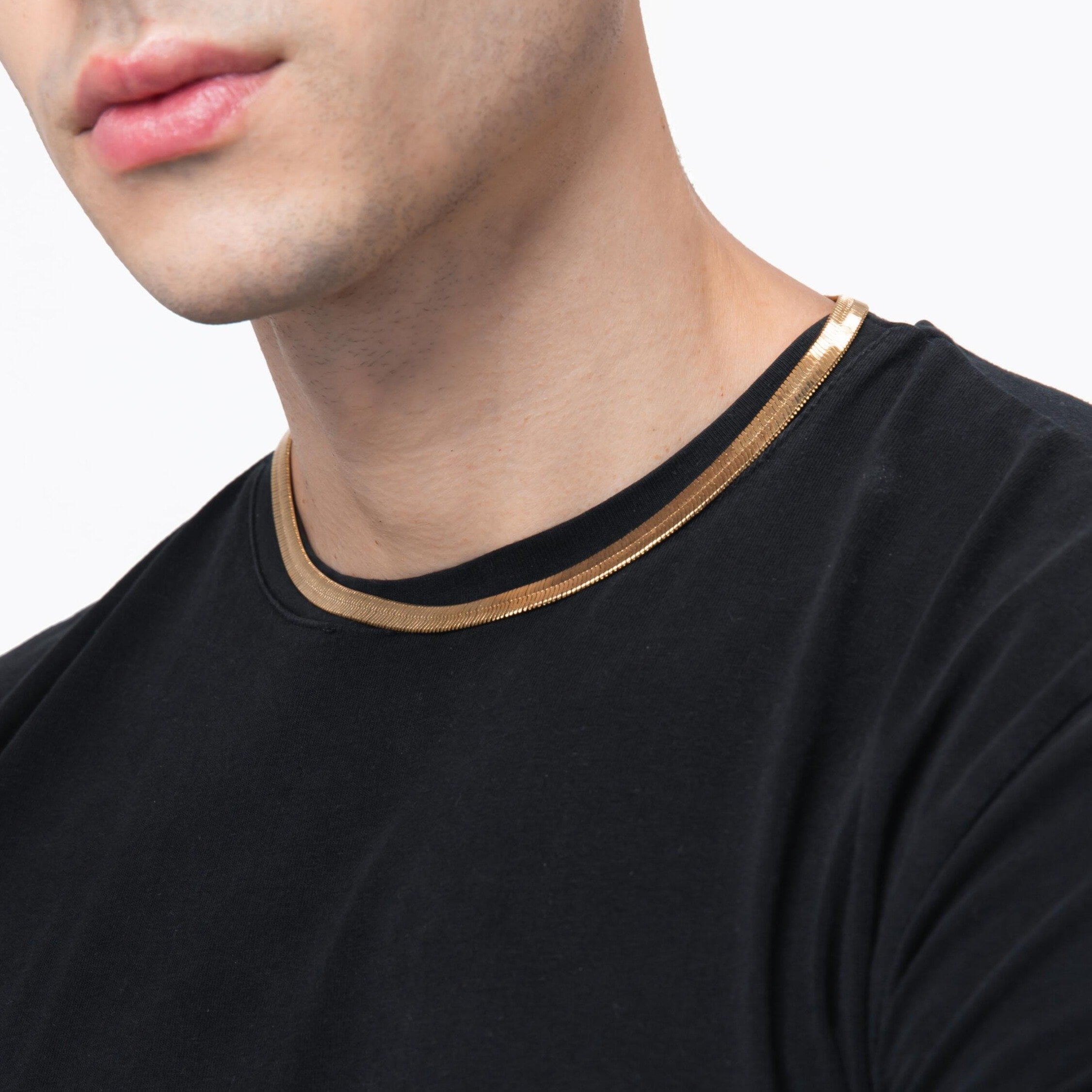 The Kukulcan Serpent® - 925 Sterling Silver Herringbone Snake Chain 14K Gold Plated S925 Italy 5mm 18"