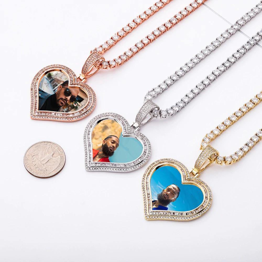 THE LOVING HEART® - Custom Photo Pendant Baguette Cut 