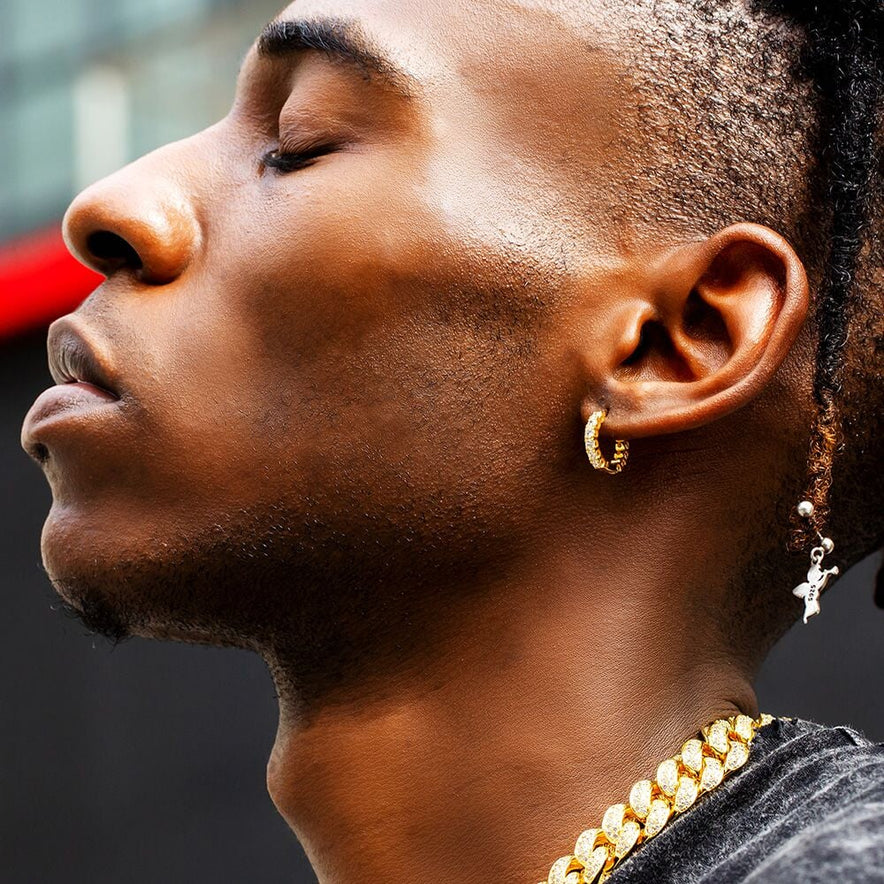 Mens diamond hoop earring gold Clearance