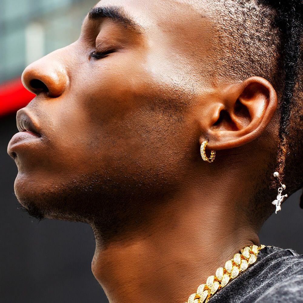 The Magic Circle® - 925 Sterling Silver Diamond Men's Hoop Earrings in 14K Gold Earrings 14K Gold S925 