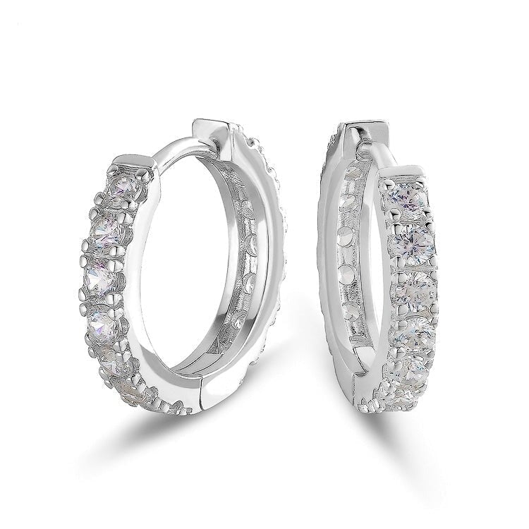The Magic Circle® - 925 Sterling Silver Diamond Men's Hoop Earrings in White Gold Earrings White Gold S925 