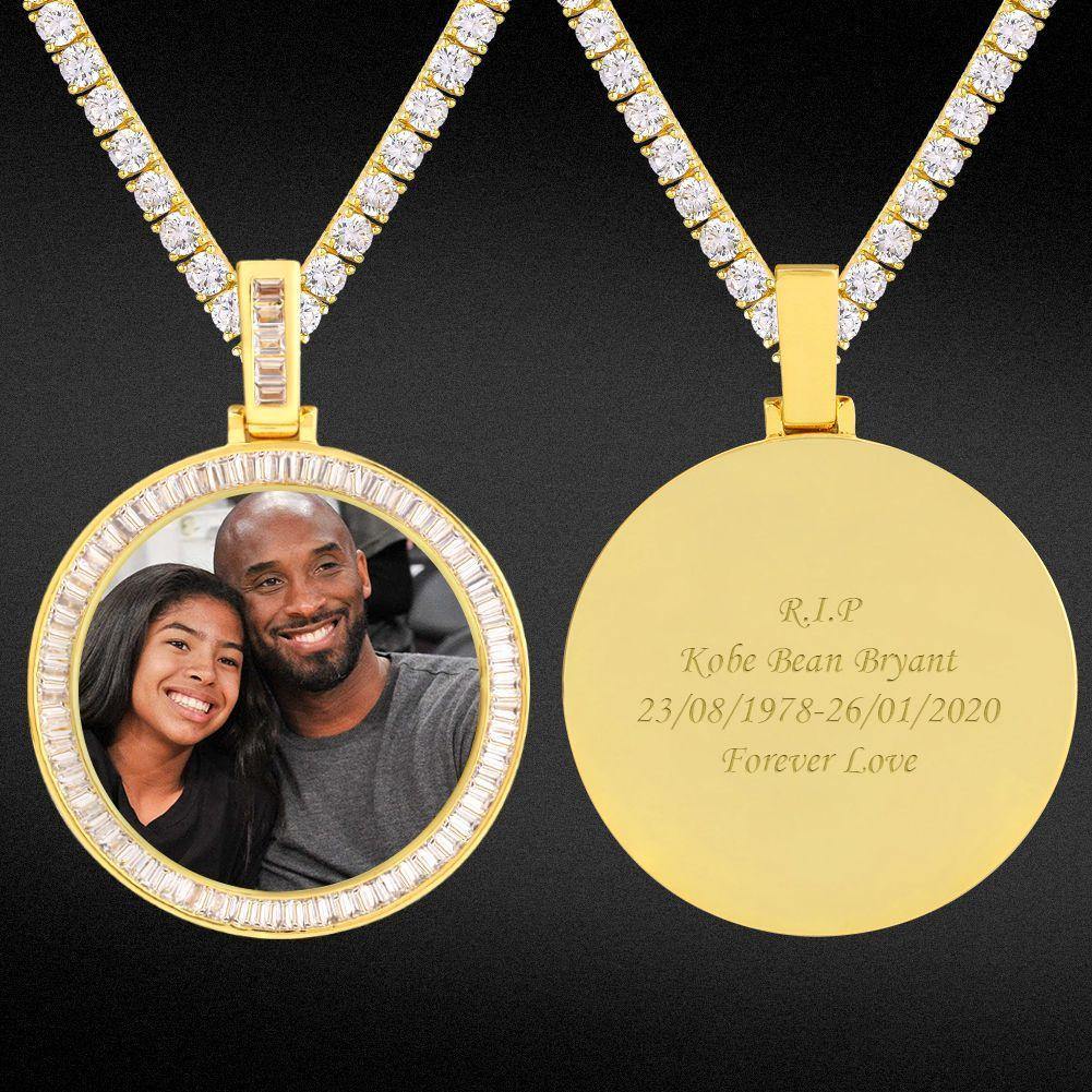 THE MISSING® - Custom Iced Out Baguette Cut Round Photo Pendant CUSTOM 