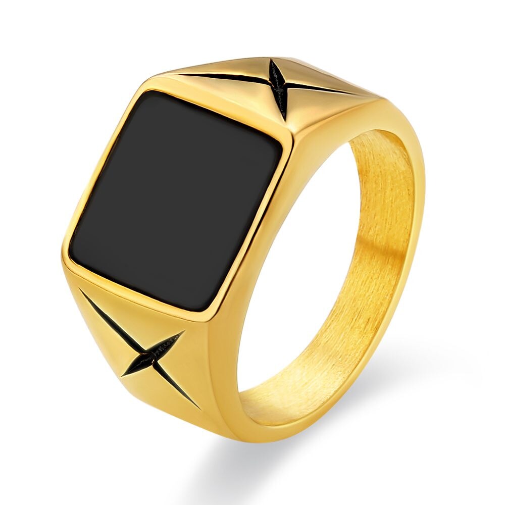 The Power® - Black Onyx Mens Ring 7 18K Gold 